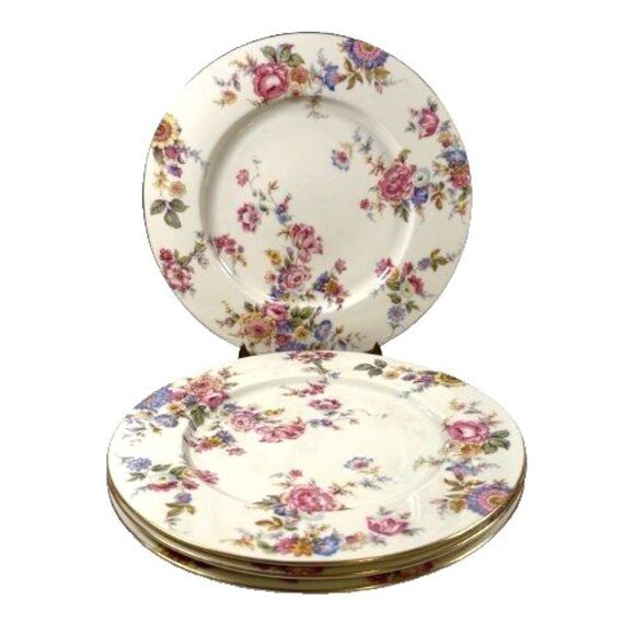 Set of 4 Castleton SUNNYBROOKE Floral Chintz Bone China 10.5" Dinner Plates, USA - Picture 2 of 12
